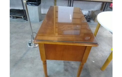 BUREAU MERISIER 3 TIROIRS PLATEAU VERRE