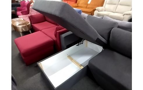 CANAPE D'ANGLE GRIS CONVERTIBLE COFFRE RÉVERSIBLE