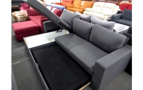 CANAPE D'ANGLE GRIS CONVERTIBLE COFFRE RÉVERSIBLE