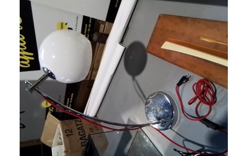 LAMPE DE BUREAU MÉTAL ABAT-JOUR VERRE BLANC