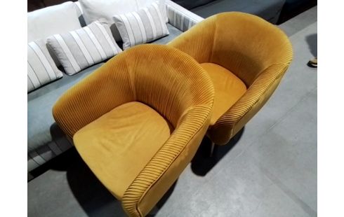 FAUTEUIL JAUNE VELOUR PLISSÉ