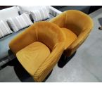 FAUTEUIL JAUNE VELOUR PLISSÉ