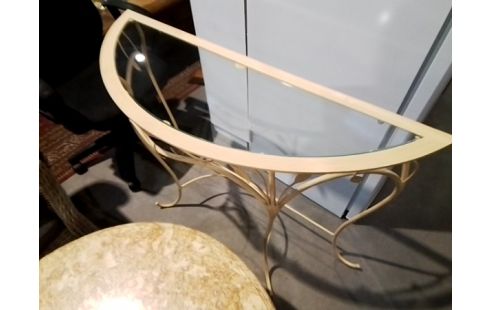 CONSOLE DEMI LUNE METAL ET VERRE