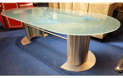 BUREAU DESIGN BELGE PLATEAU OVALE VERRE