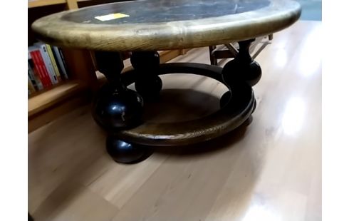 TABLE BASSE Ronde année 80 ardoise et chene