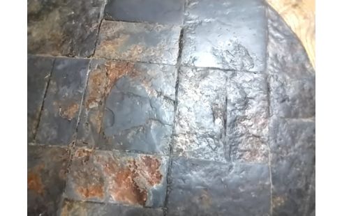 TABLE BASSE Ronde année 80 ardoise et chene