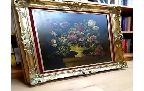 HUILE SUR TOILE Bouquet par g.Mallet