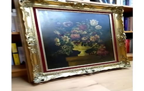 HUILE SUR TOILE Bouquet par g.Mallet