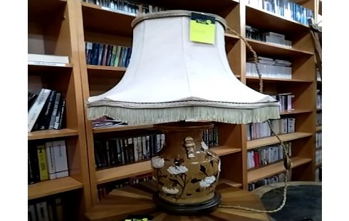 LAMPE Céramique fleurs pivoines beige h80cm (RECOLLEE)