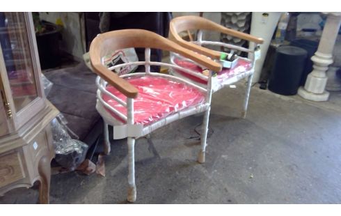 CHAISE EN TECK ET ALU