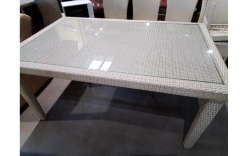 TABLE DE TERRASSE EN PLASTIQUE DESSUS VERRE
