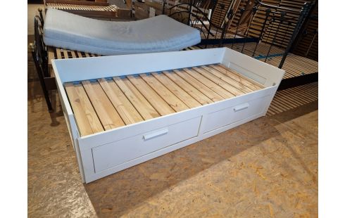 LIT BLANC 90 X 200 TIROIR ESCAMOTABLE