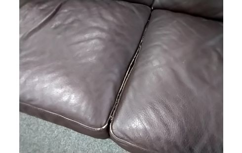 CANAPE CUIR MARRON 3 PLACES QQ USURES