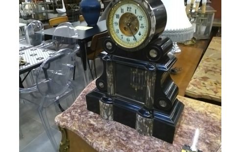 PENDULE DE NOTAIRE STYLE NAPOLEON III MARBRE ET BRONZE