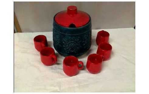 BOUWLE KERAMIK <JASBA> 8-TLG. ROT/BLAU VERZ.