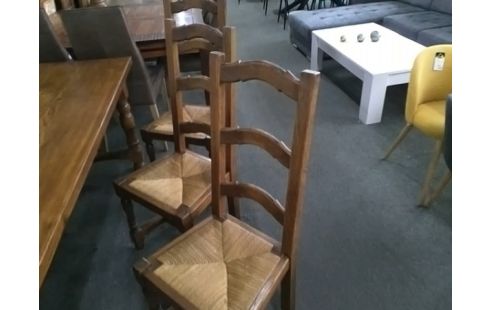 6 CHAISES PAILLEES BOIS RUSTIQUE