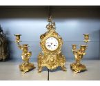 GARNITURE DE CHEMINEE BRONZE STYLE LOUIS XV
