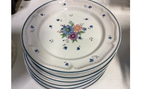 ASSIETTE PLATE LOT DE 7 motif fleurs