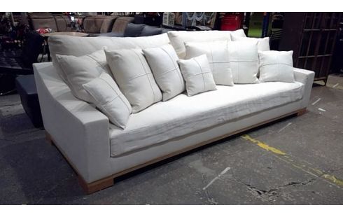 CANAPE BANQUETTE EN TISSU COTON ET COUSSIN PLUMES