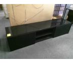 MEUBLE TV NOIR 2P AVEC PLATEAU VERRE