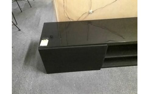 MEUBLE TV NOIR 2P AVEC PLATEAU VERRE