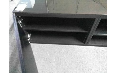 MEUBLE TV NOIR 2P AVEC PLATEAU VERRE