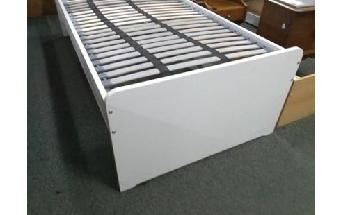 LIT BOIS BLANC 90X200 AVEC SOMMIER A LATTES