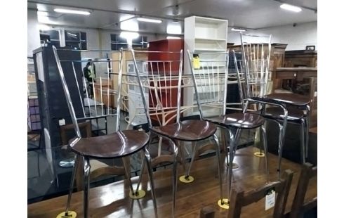 LOT DE 5 CHAISES FORMICA MARRON