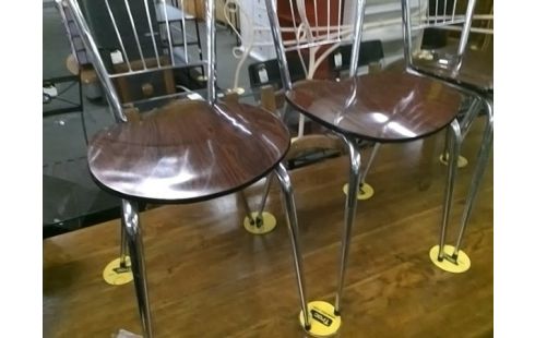 LOT DE 5 CHAISES FORMICA MARRON
