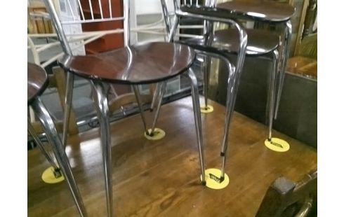 LOT DE 5 CHAISES FORMICA MARRON