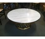 TABLE BASSE RONDE IMITATION MARBRE PIED DORE