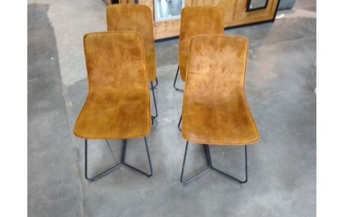 4 CHAISES SALLE A MANGER TYPE MODERNE JAUNE