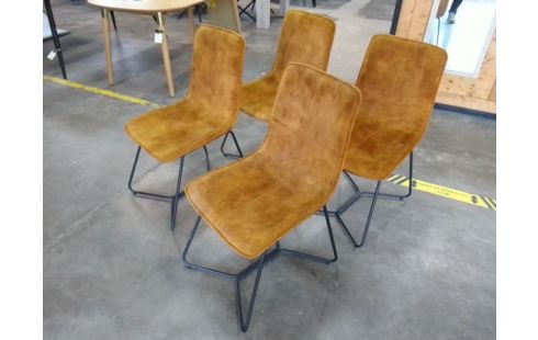 4 CHAISES SALLE A MANGER TYPE MODERNE JAUNE