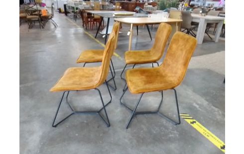 4 CHAISES SALLE A MANGER TYPE MODERNE JAUNE