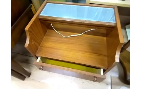 CHEVET 1 TIROIR ANNÉE 70 ÉCLAIRÉ