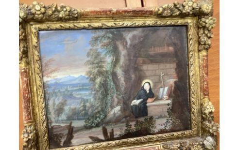 CADRE RELIGIEUX DORE FLEURIS