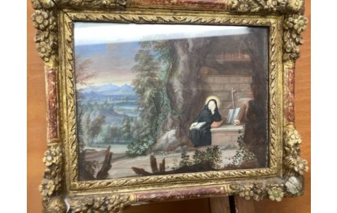 CADRE RELIGIEUX DORE FLEURIS