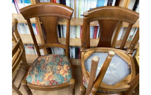 CHAISE TISSU BLEU/ROUGE LOT DE 4