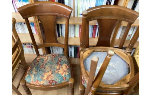 CHAISE TISSU BLEU/ROUGE LOT DE 4