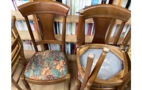 CHAISE TISSU BLEU/ROUGE LOT DE 4