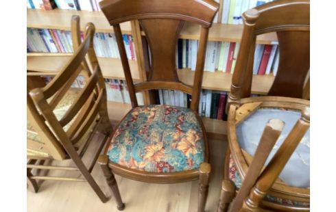 CHAISE TISSU BLEU/ROUGE LOT DE 4