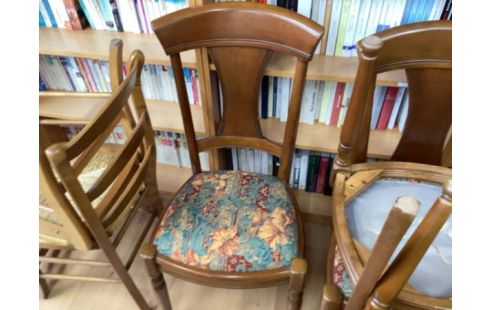 CHAISE TISSU BLEU/ROUGE LOT DE 4