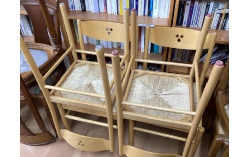 CHAISE PAILLEE LOT DE 4