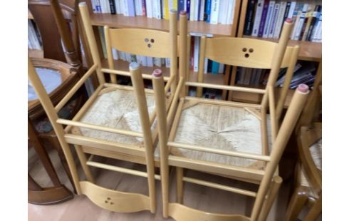 CHAISE PAILLEE LOT DE 4