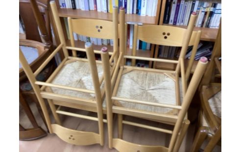 CHAISE PAILLEE LOT DE 4