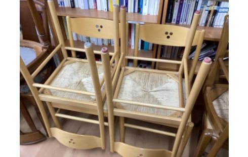 CHAISE PAILLEE LOT DE 4