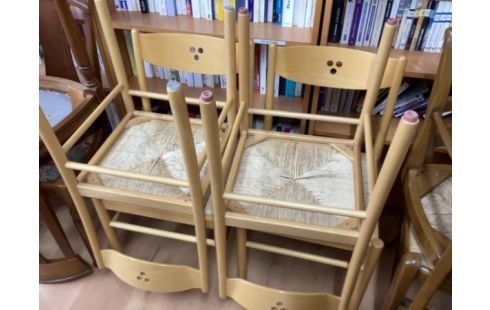 CHAISE PAILLEE LOT DE 4