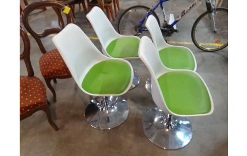 4 CHAISES VINTAGE ASSISE VERTE