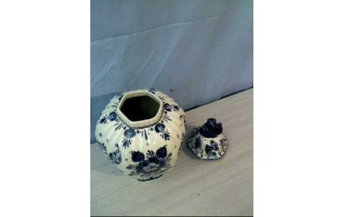 DECKELVASE <BLAU DELFT> PORZELLAN BLAU-WEISS