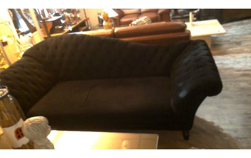 CHAISE LONGUE  FLUWEEL/ZWART/GECAP